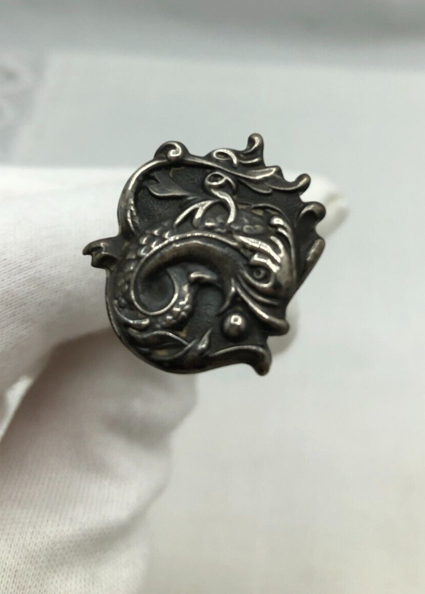 ANTIQUE VICTORIAN Fish Shape Brass Metal 7.5 Inch Long Hat Pin