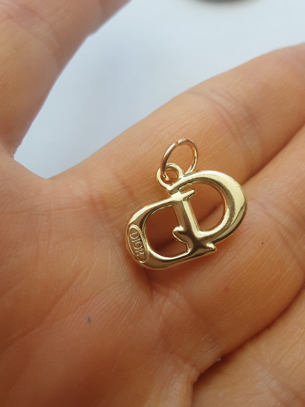 CHRISTIAN DIOR PENDANT ZIPPER pull gold toned stamped 0.6 inch