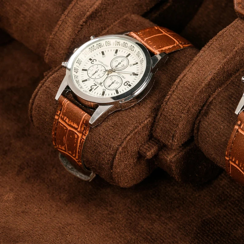 Personalized Leather Watch Case for 3 Watches, Handmade Travel Watch roll,