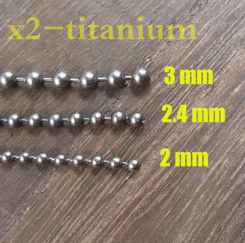 Pure Titanium 26 inch (66cm) ball bead chain 2.4mm necklace anti-allergy XH107A