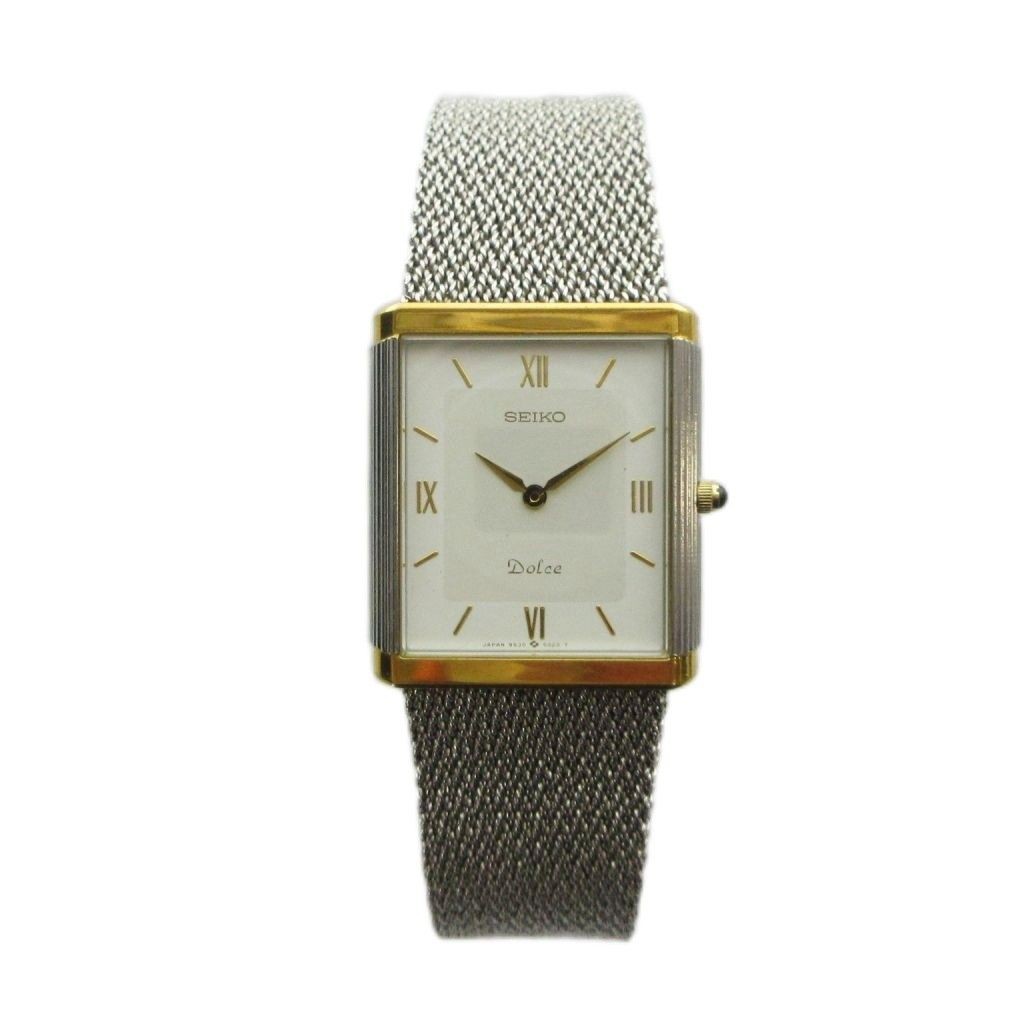 SEIKO 9530 5010 Dolce Quartz Watch Roman Rectangular Silver Color Gold Color Sil