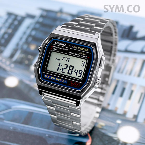 Casio A-158W-1DF Retro MensDigital Watch Unisex Silver Original New