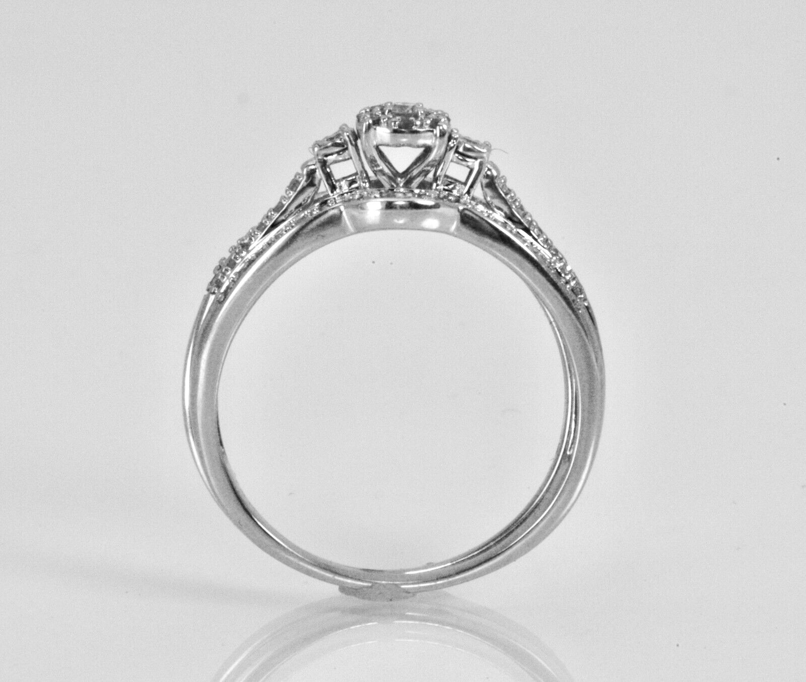 0.50ctw Round Cut Diamond Cluster Statement Ring Set 14k White Gold Lot 8