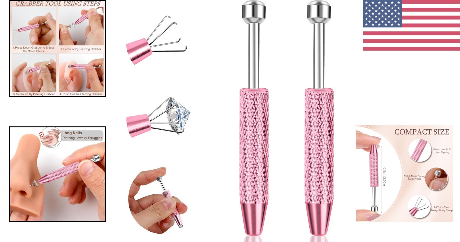 Durable 4 Claw Anti-Slip Jewelry Grabber Tools – Perfect for Piercing Changes