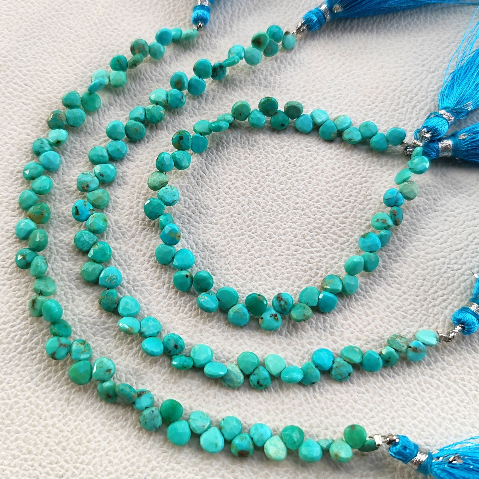 Natural Turquoise 5mm Size Faceted Heart Shape Beads 7″ Strand Genuine Gems