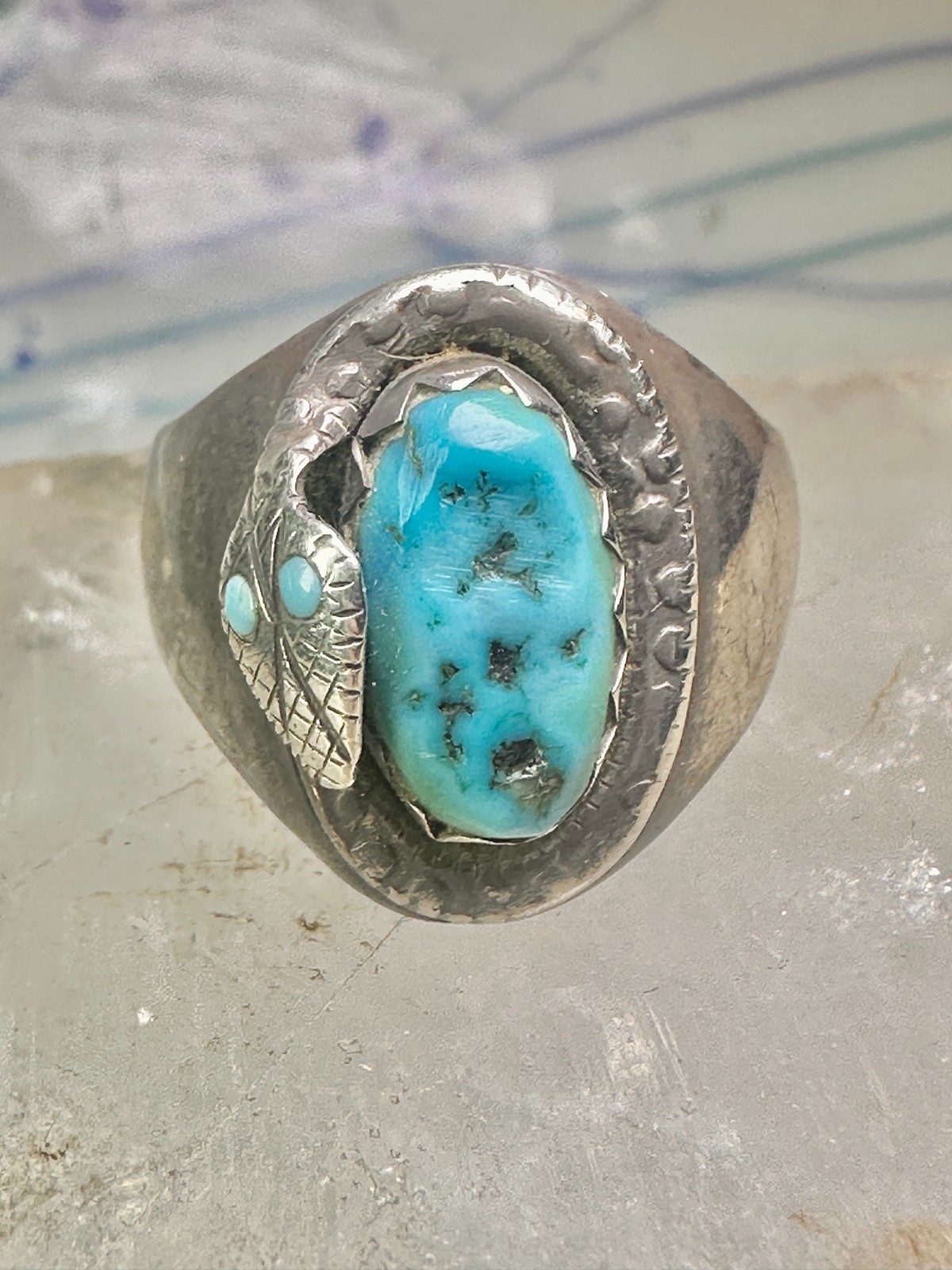 Navajo snake ring turquoise size 11.5 sterling silver women men