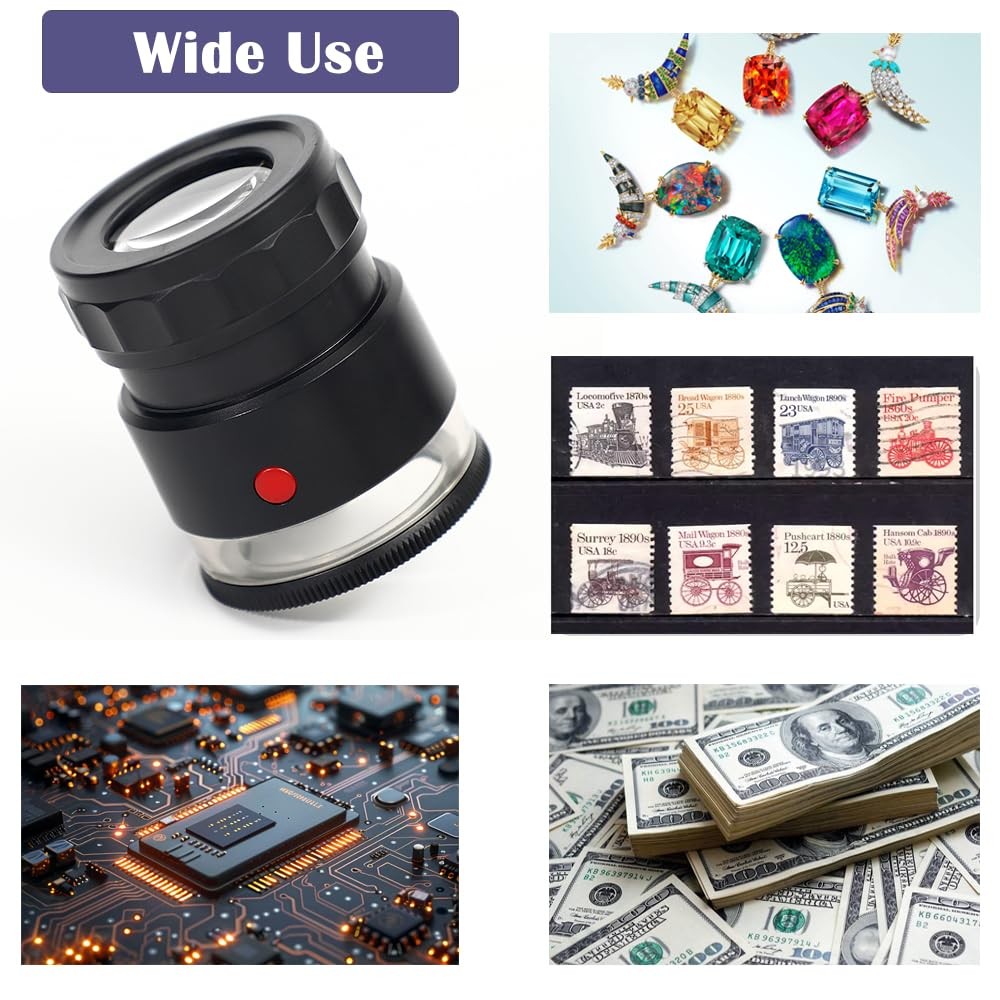 30X LED Jewelry Loupe Magnifier with Jewelry Scale and USB Rechargeable Light