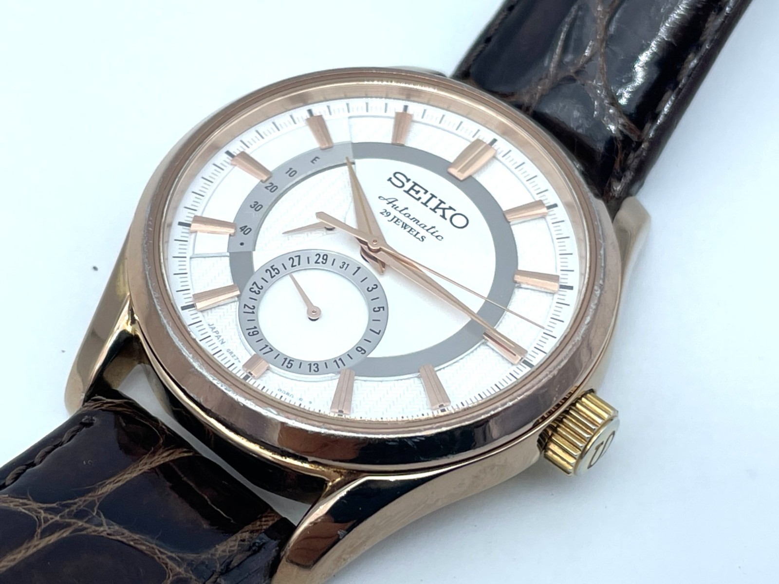 Near MINT SEIKO PRESAGE Automatic Watch Rose Gold 6R27-00B0 SARW004 New Band