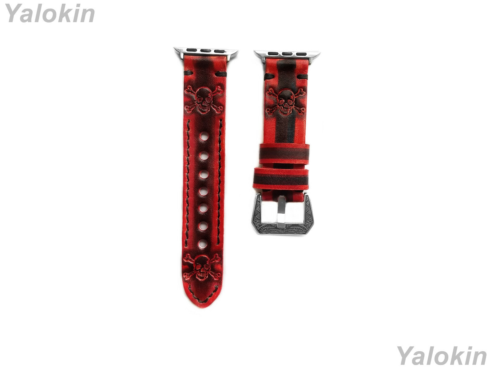 Red Black Skull Bones Band Strap for Apple Watch Ultra 3 2 1, 11 10 SE 3 Series