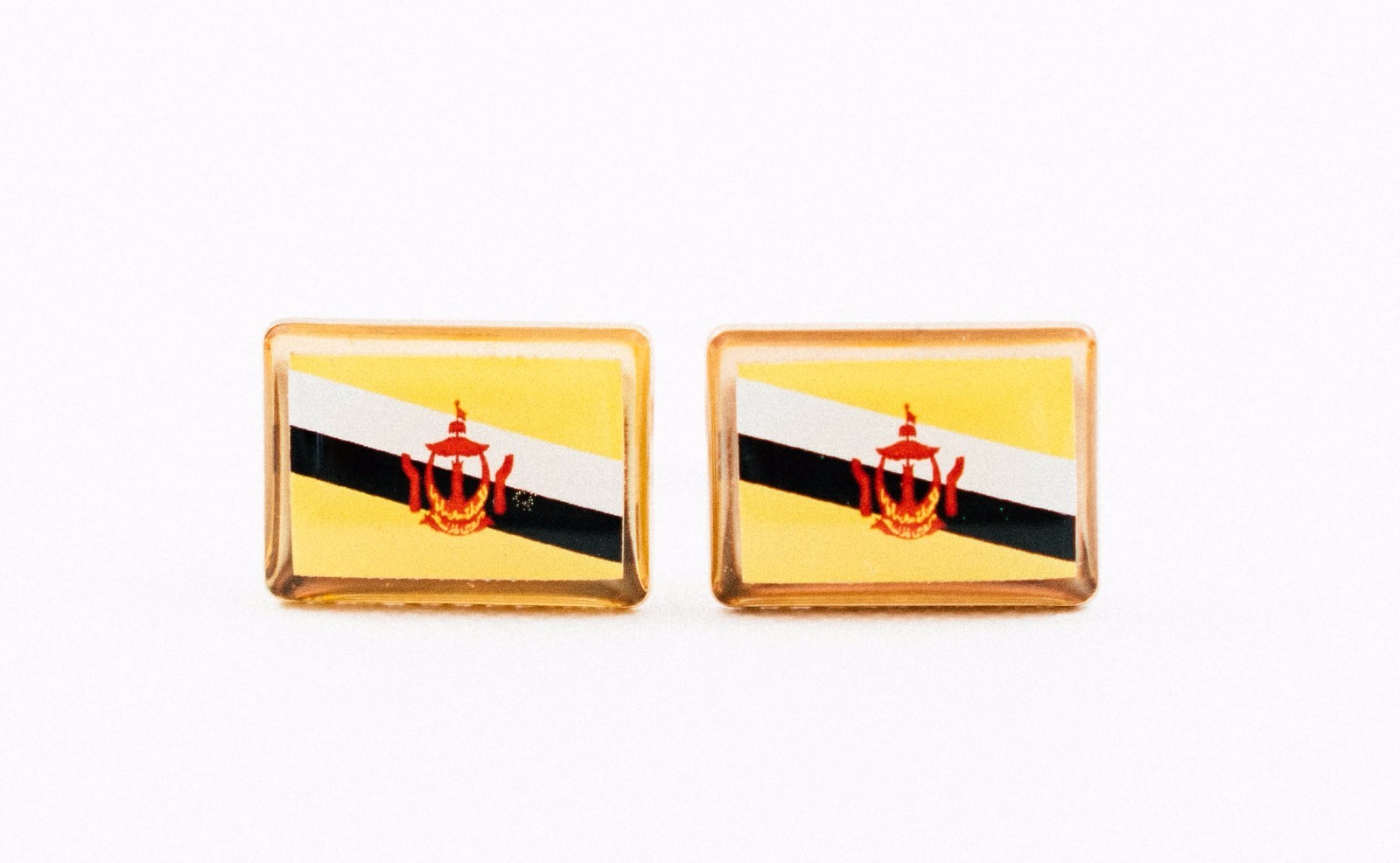 Brunei Flag Cufflinks–Bruneian East Asian Borneo Southeast Asia