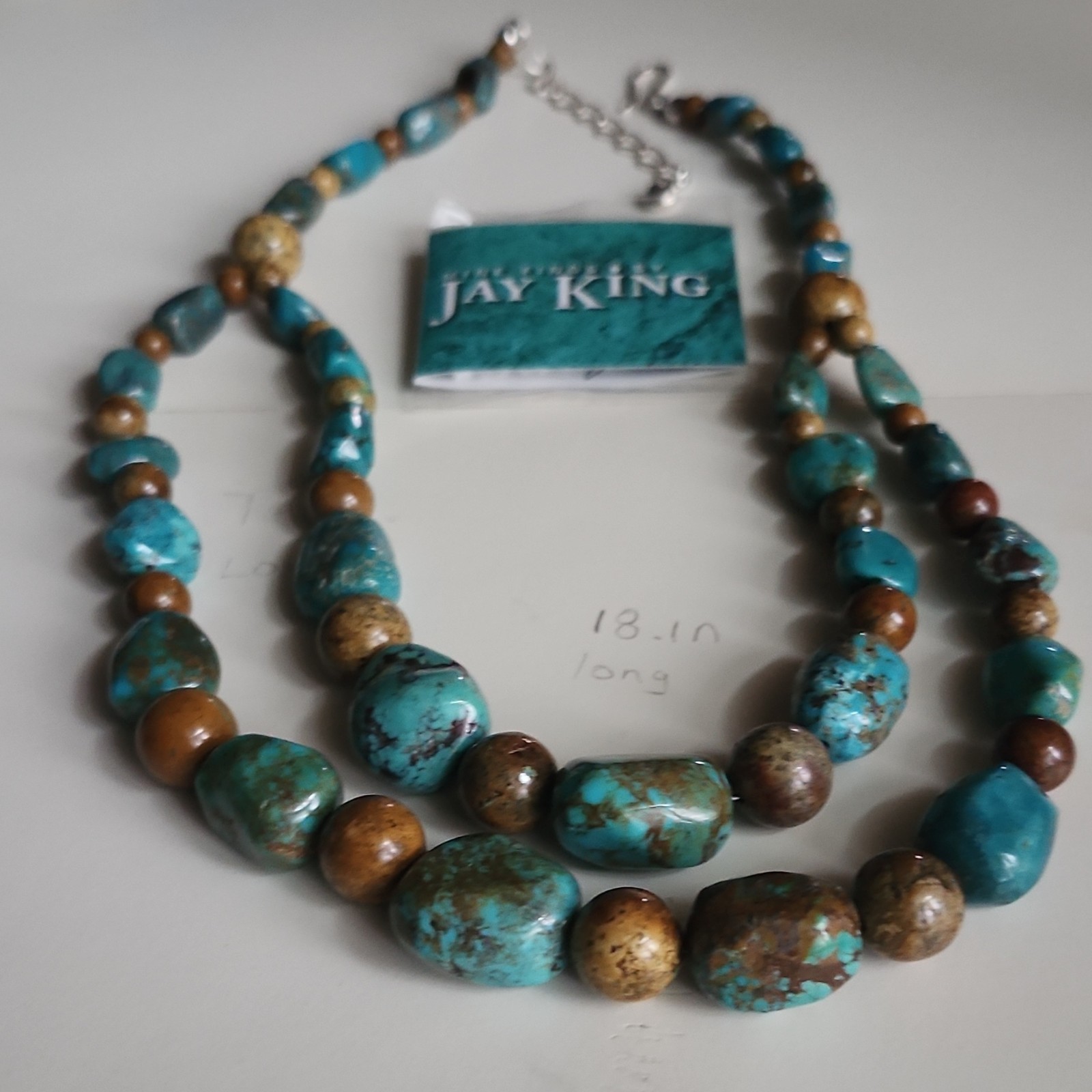 Mine Finds by Jay King Handcrafted Beaded Turquoise Brown Necklace 18in