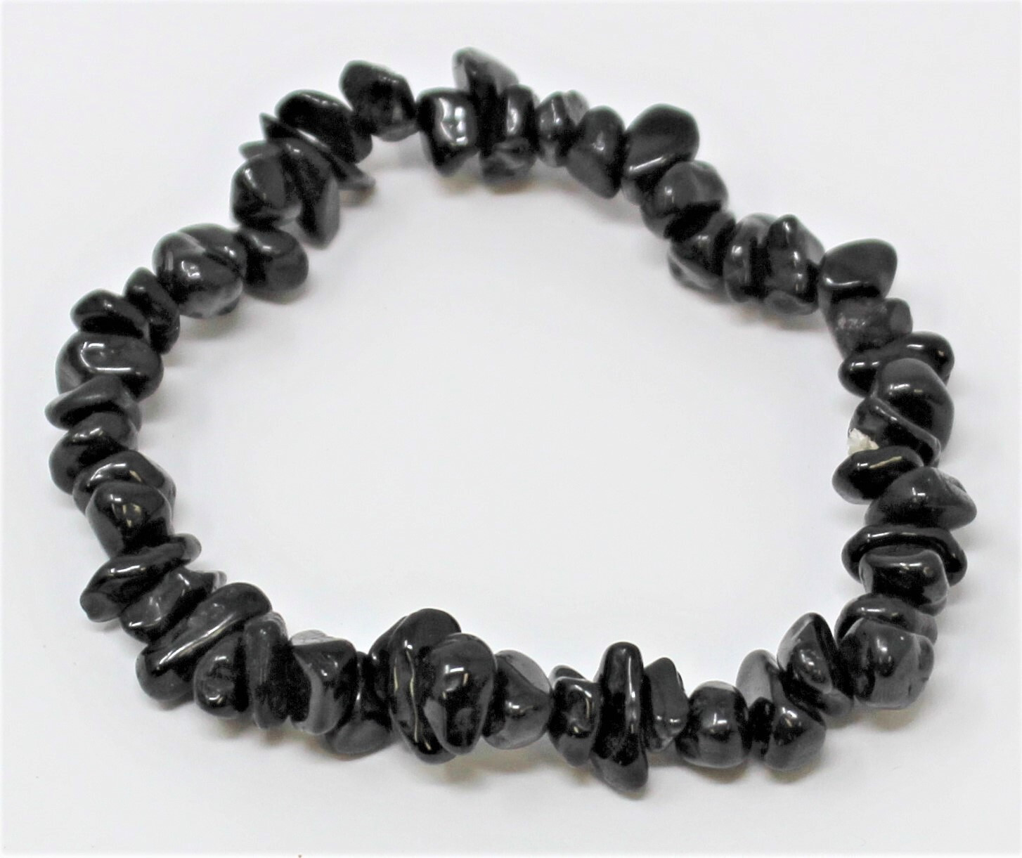 Black Tourmaline Chip Bracelet, Gemstone Chip Crystals (Stretchy – US Seller)