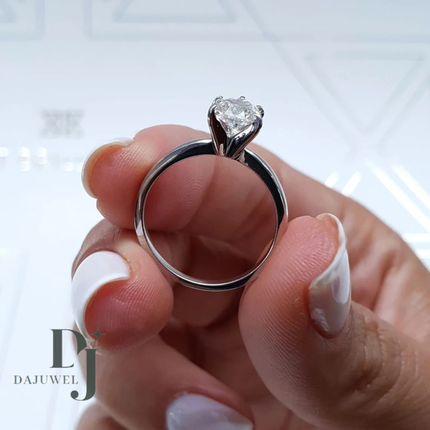 Moissanite Solitaire Engagement Ring 2 Carat Pear Cut VVS1 Solid 14K White Gold