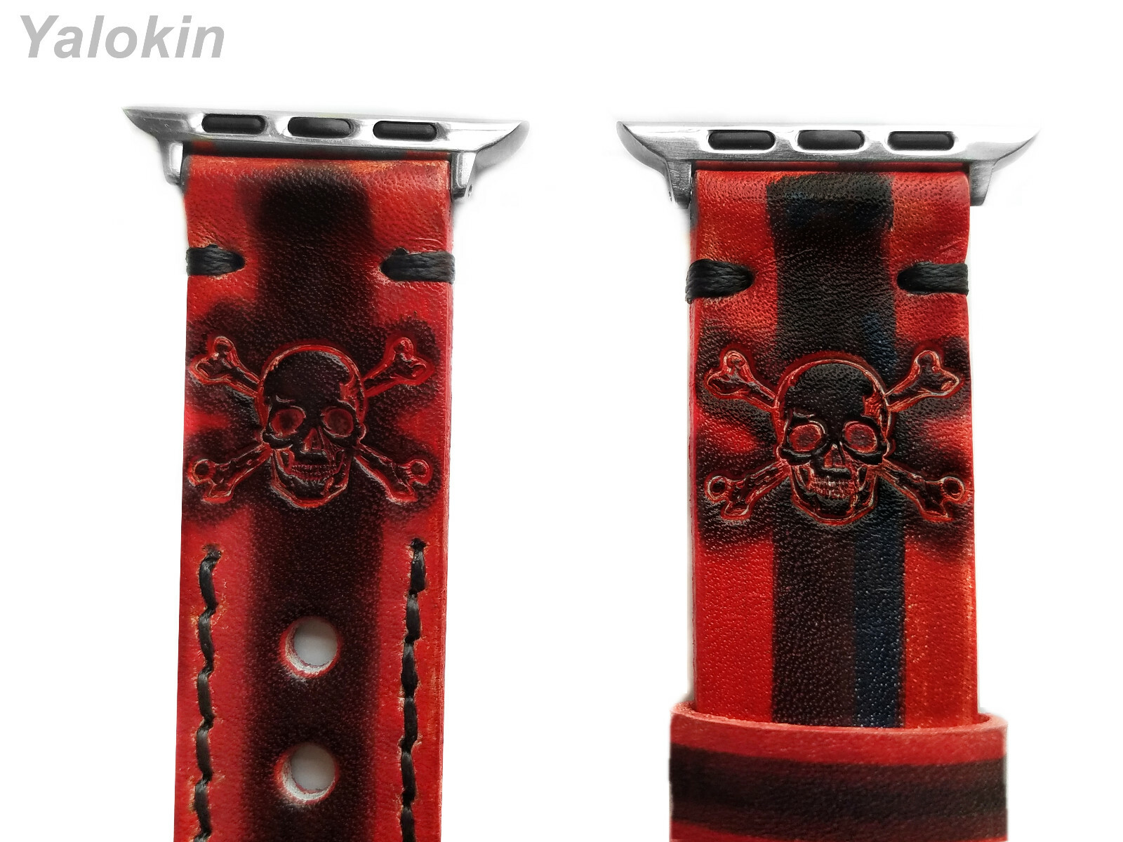 Red Black Skull Bones Band Strap for Apple Watch Ultra 3 2 1, 11 10 SE 3 Series