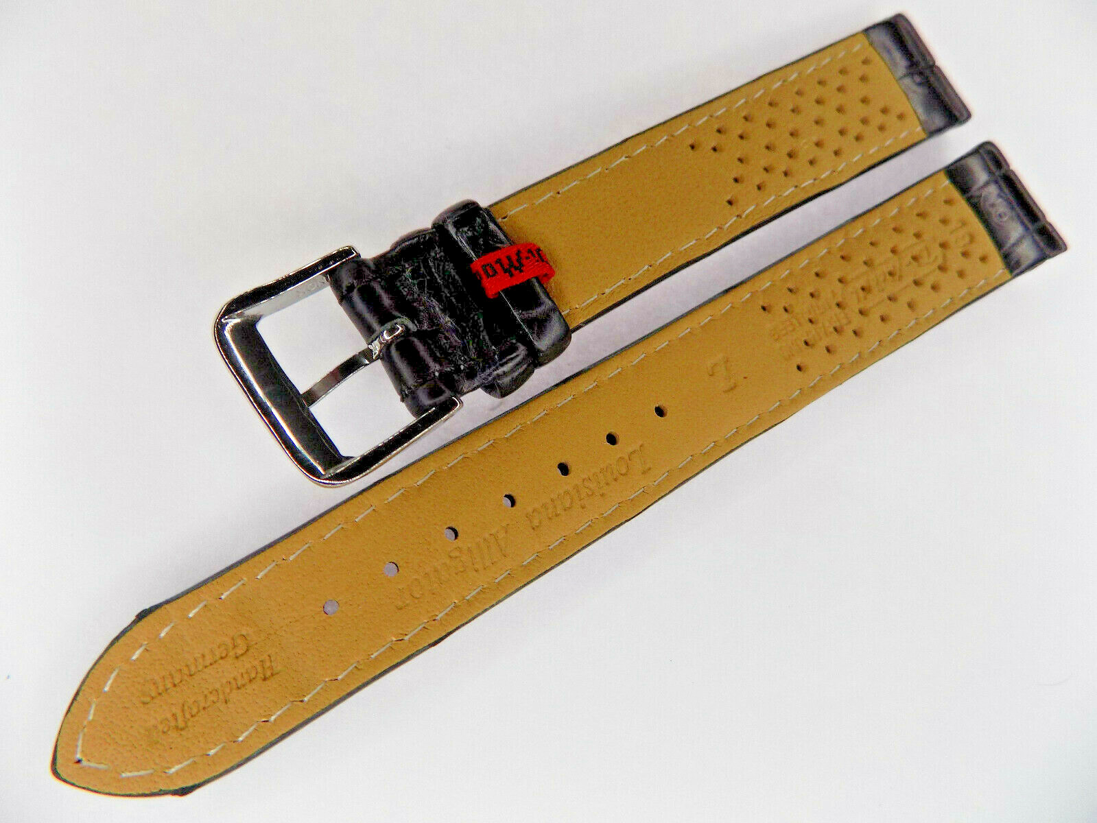 NATURAL SKIN VARIES Di-Modell Black Genuine Alligator 18mm EXTRA LONG Watch Band