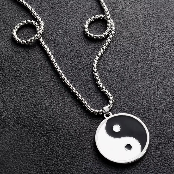 Mens Stainless Steel Protection Amulet Ying Yin Yang Pendant Necklace Men