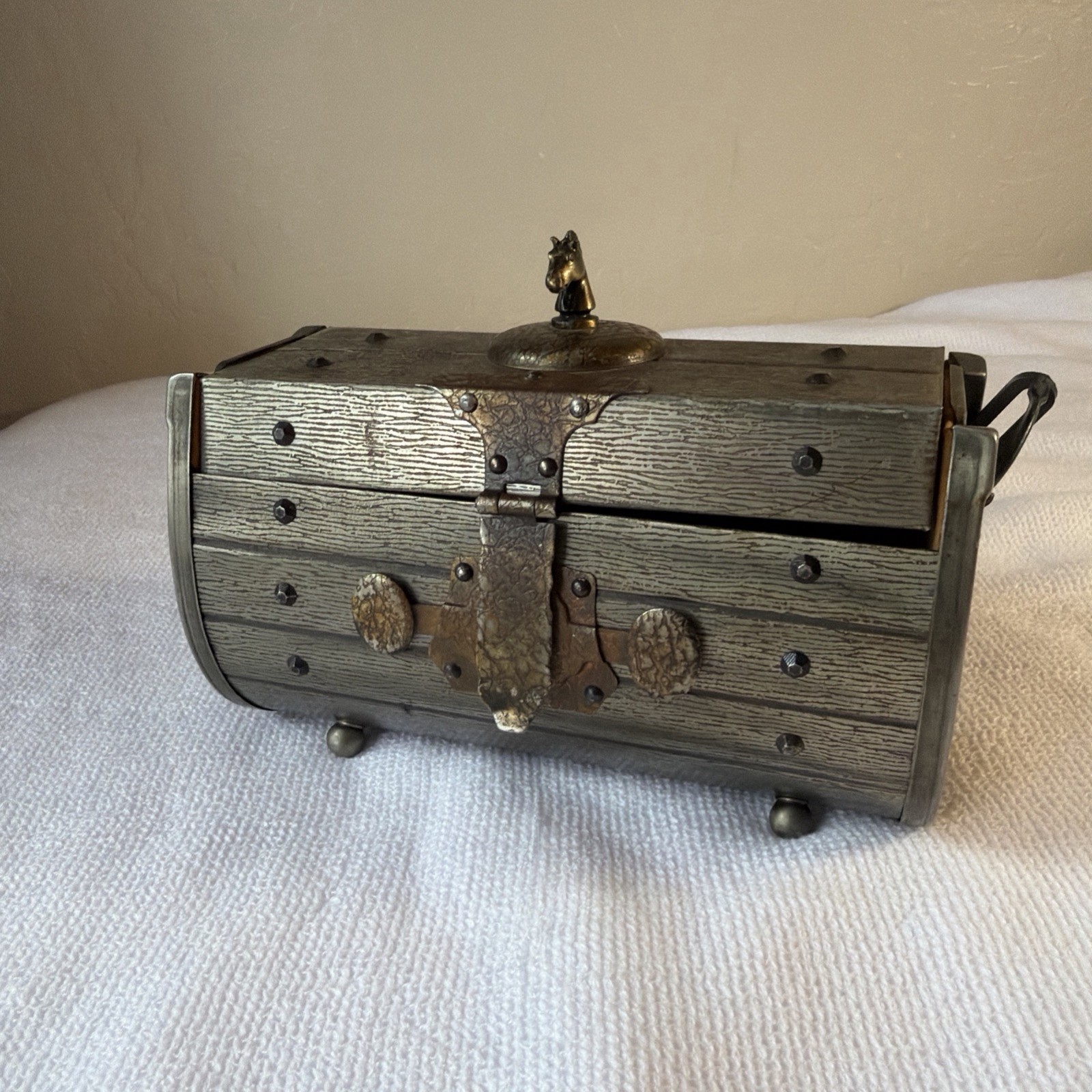 Western Equestrian Jewelry Box Trunk Style Horseshoe Trunk 1970s Japan As Is