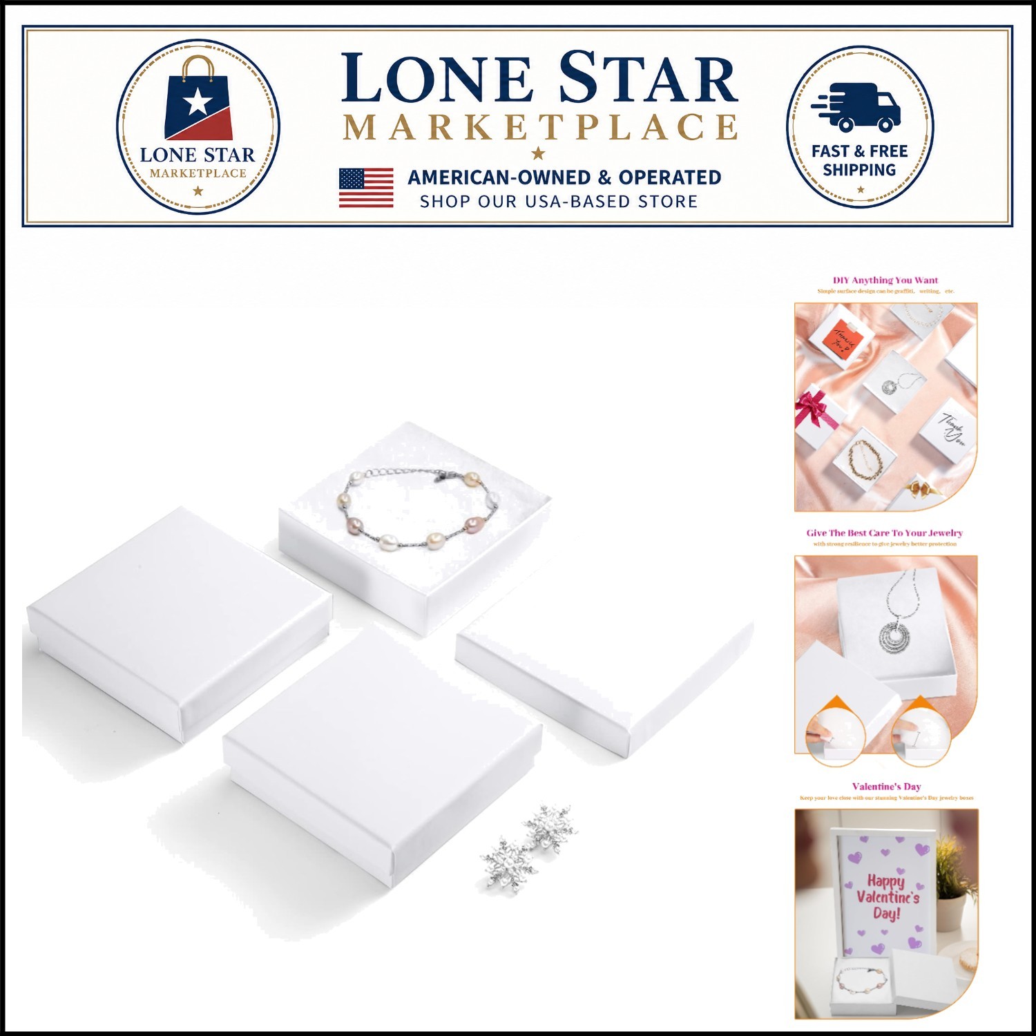 Elegant 20 Pc Cotton-Filled Jewelry Gift Boxes – 3.5×3.5×1 Glossy White Finish