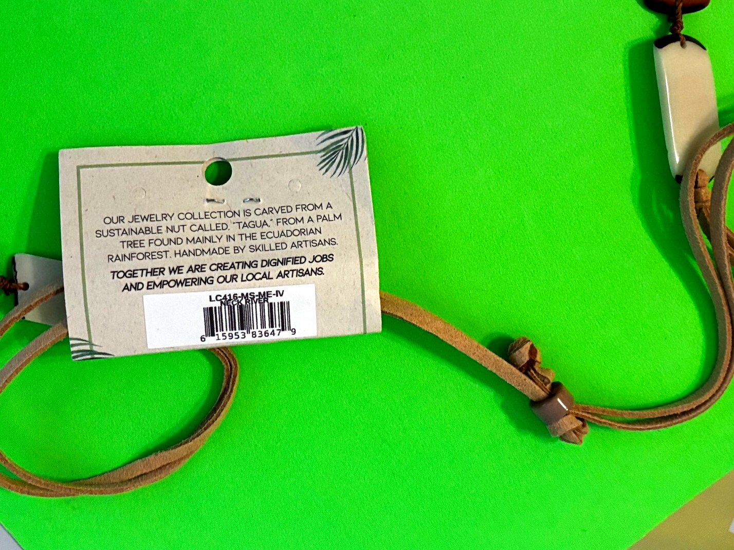 Tagua Nut Necklace Handmade Artisan Organic Beads from Ecuador TN-8