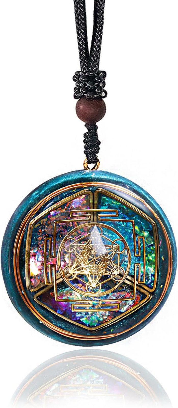 Sacred Geometry Orgone Pendant Necklace with Metatron’S Cube & Mandala Design –
