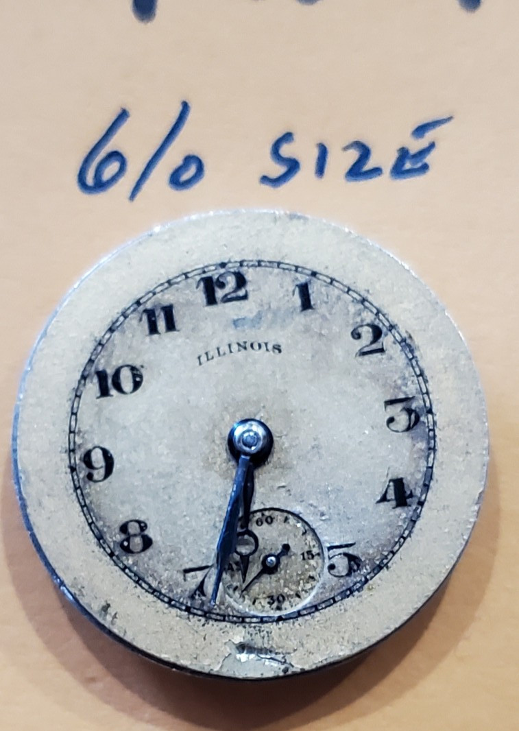 POCKET WATCH MOVEMENT ILLINOIS 15j 6/o PW450