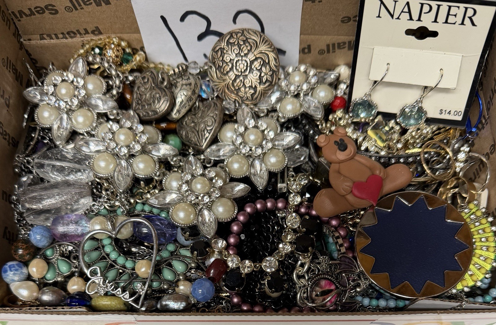 Vintage & Modern Some Signed Costume Jewelry Lot Full Small Priority Box # 132