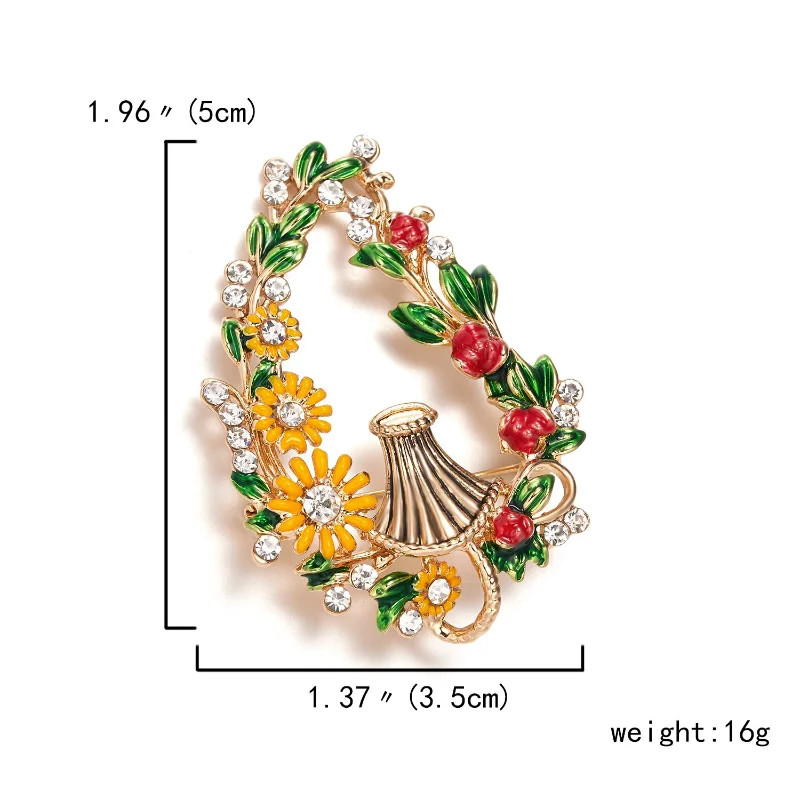 Vintage Plant Brooches For Women Elegant Flower Enamel Pin Pearl Jewelry Gift