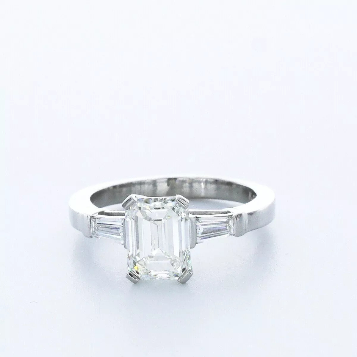 3-Stone Engagement Ring Platinum Classic 2.64 CT Emerald Lab-Grown Diamond H VS2