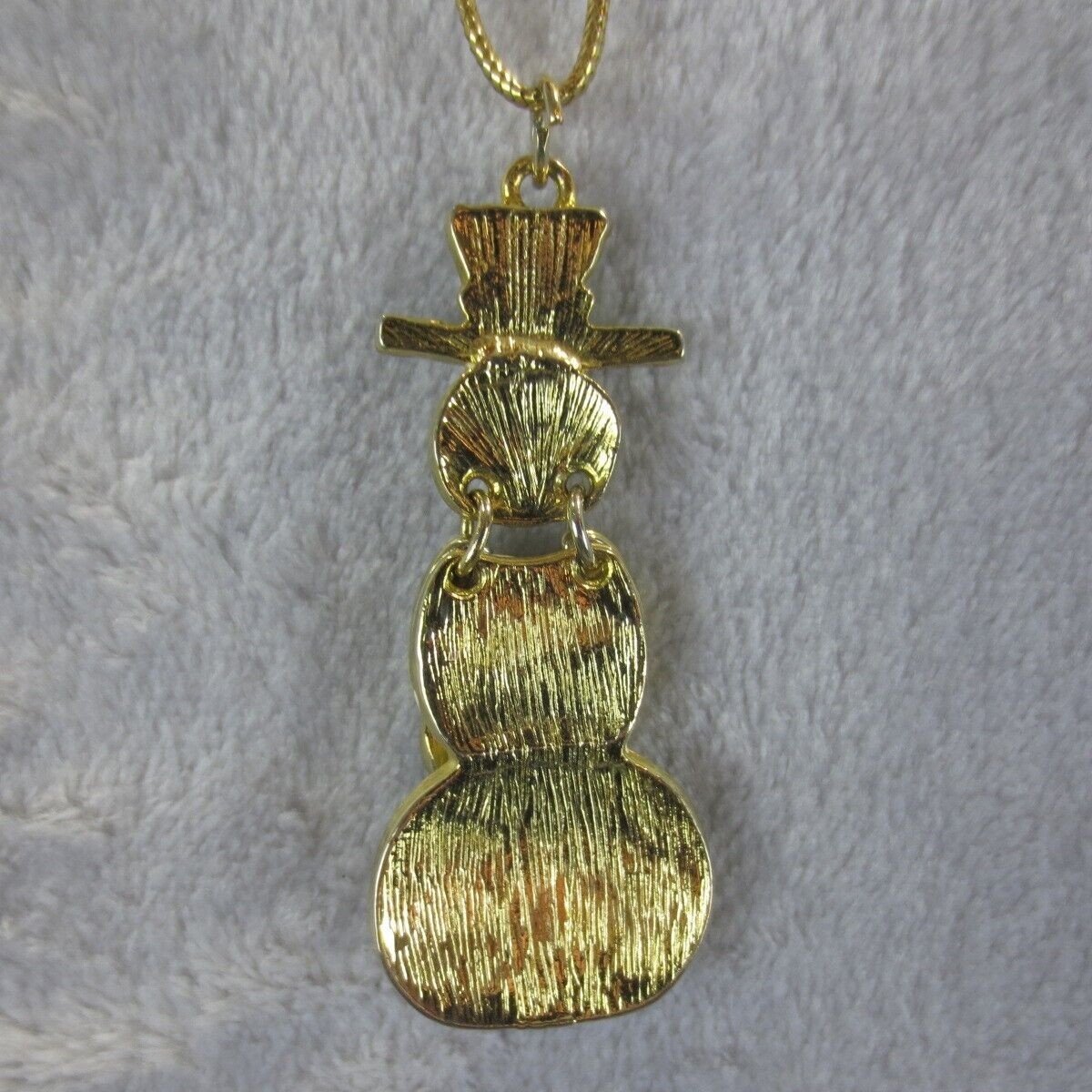 VTG Enamel Alloy Christmas Novelty Snowman Pendant Jewelry Thread Necklace