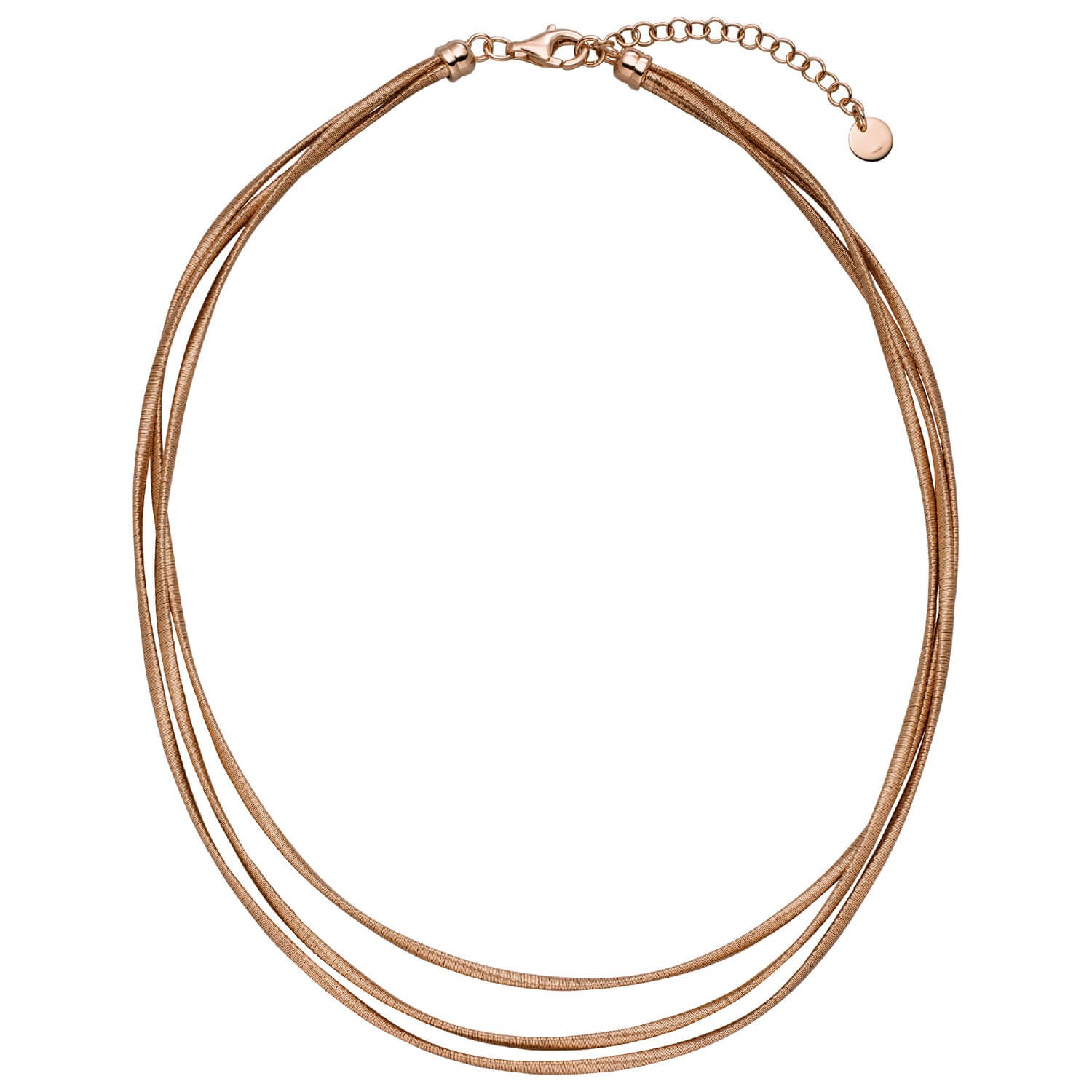 Necklace necklace 925 silver rose gold plated frosted 3 rows 42-47 cm silver chain