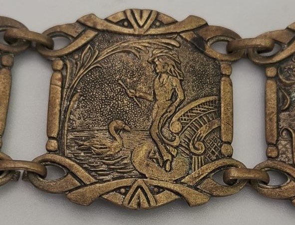 Vintage Brass Repousse Bracelet Classical Art Figures Collectible Jewelry