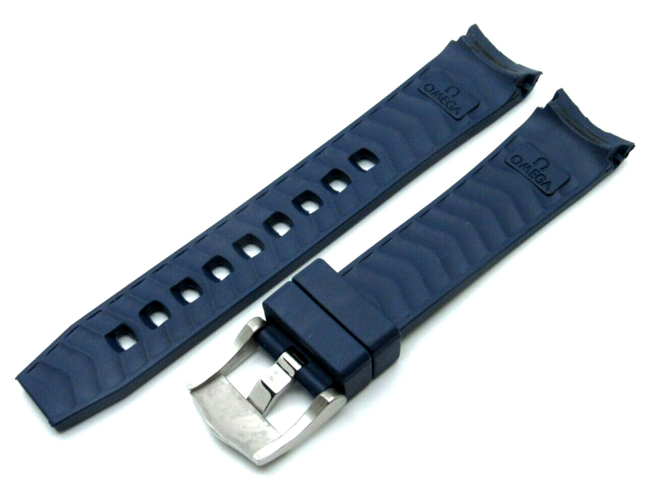 20mm Curved Blue Rubber Silicone Strap for 41mm Omega Seamaster PRO CVZ015753