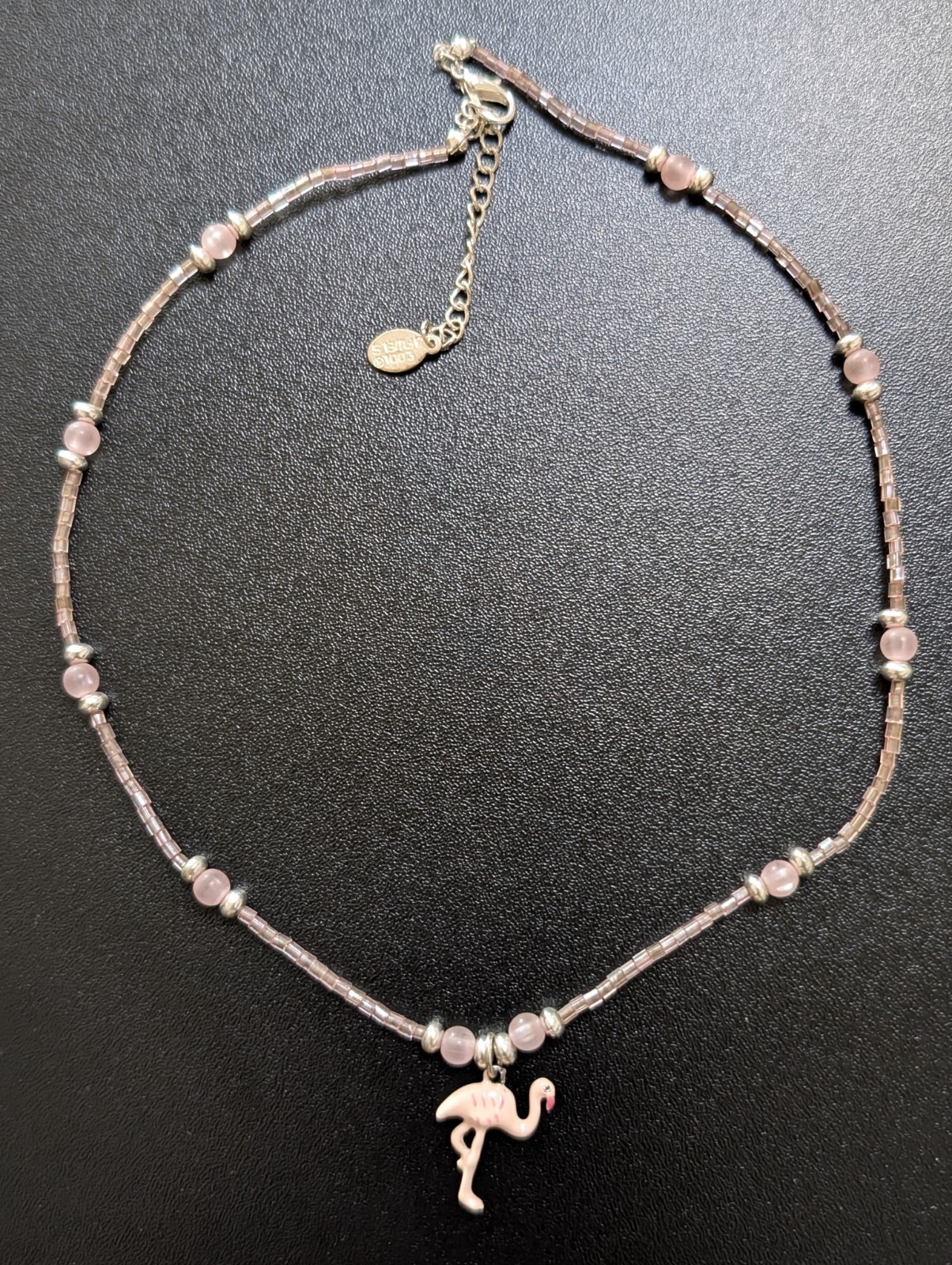 Cool Jewels Vintage Pink Flamingo Pendant Necklace Beaded Beach Summer Choker