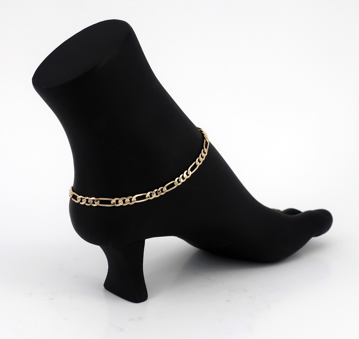 NEW 10″ Figaro Chain Anklet Bracelet Ankh Charm Ankle Bracelet 14k Gold Plated