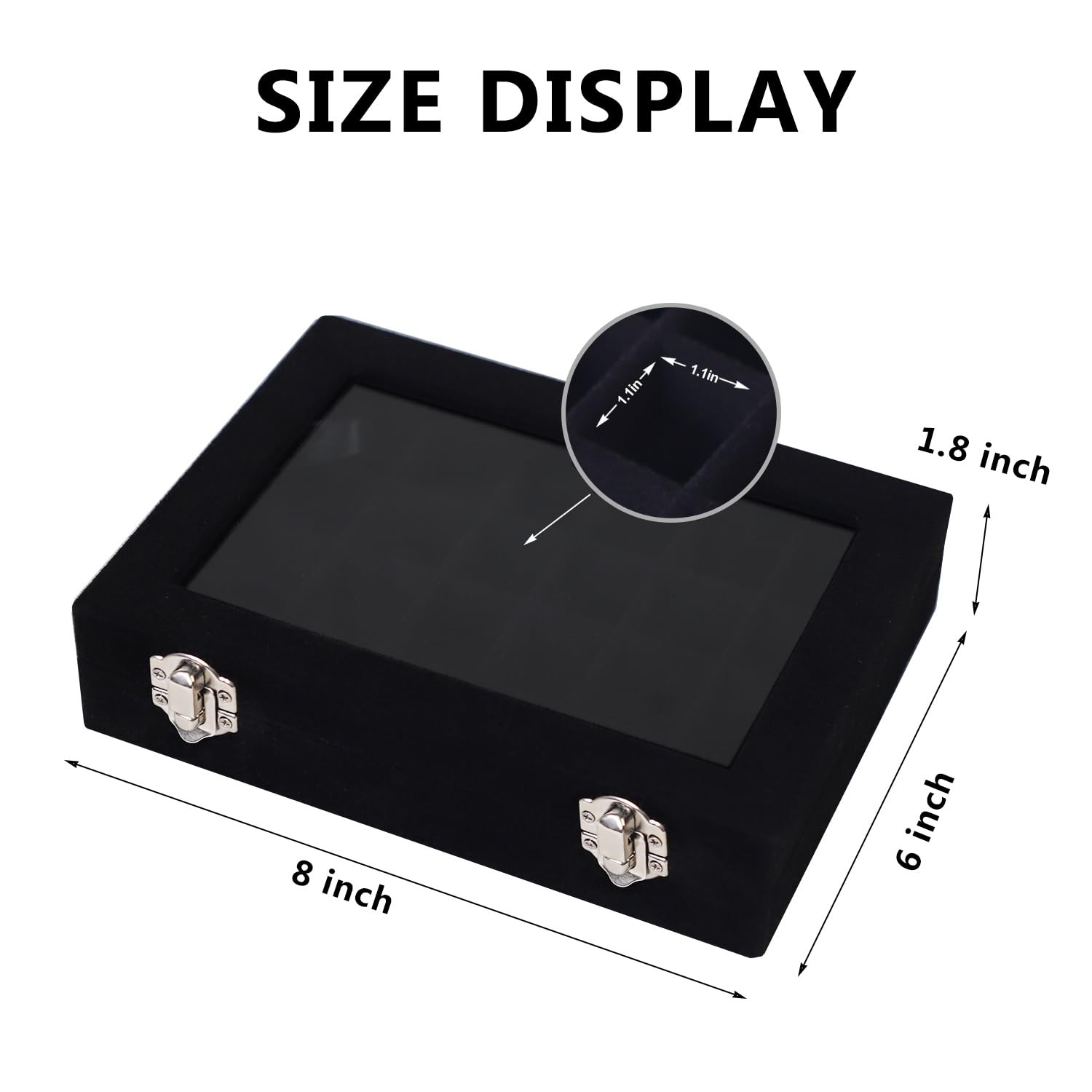 Velvet Jewelry Box 24 Grid Earrings Display Organiser Black