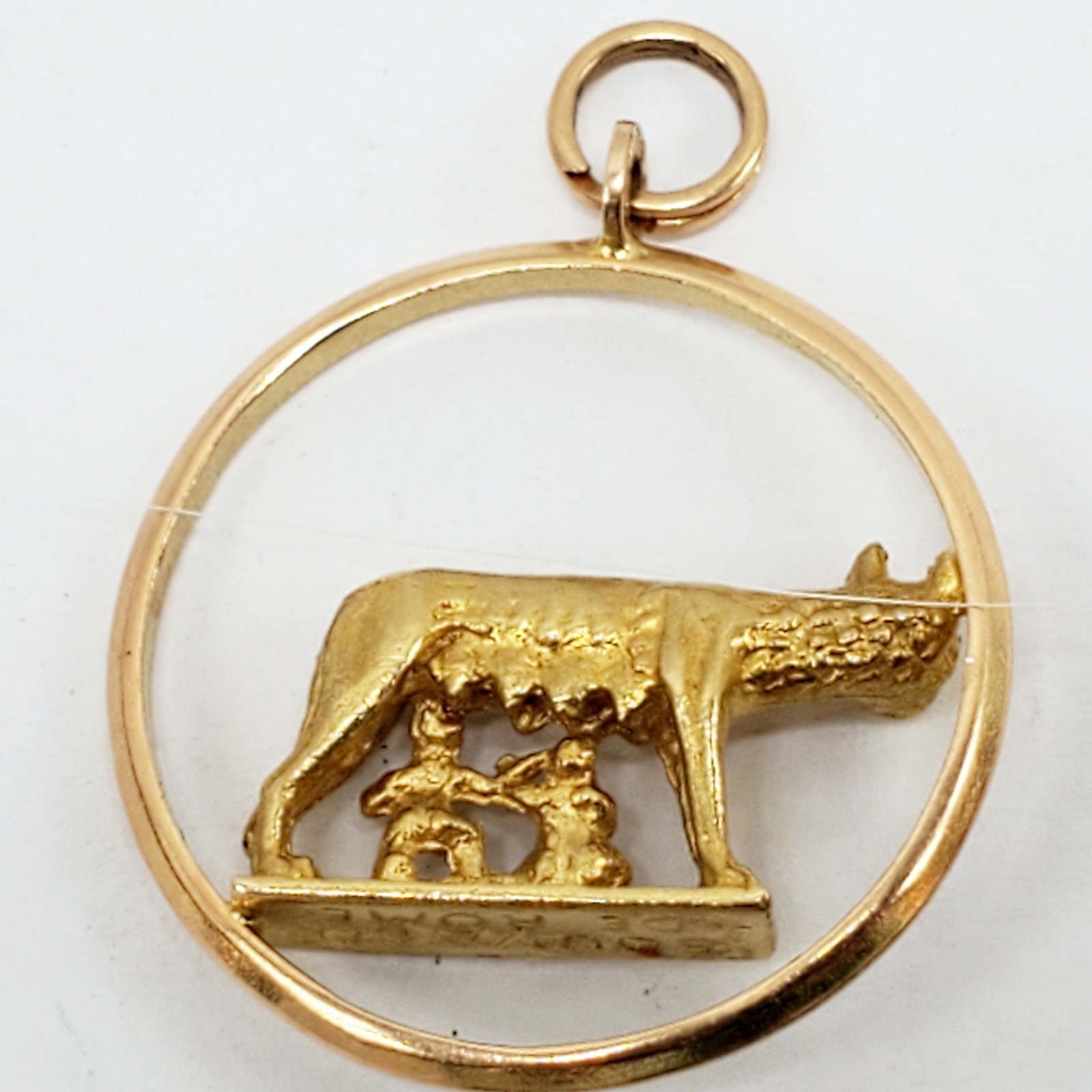 UnoAerre 18k Gold Romulus Remus Souvenir Charm Rome Italy Wolf Pendant ~1″ 6.8g