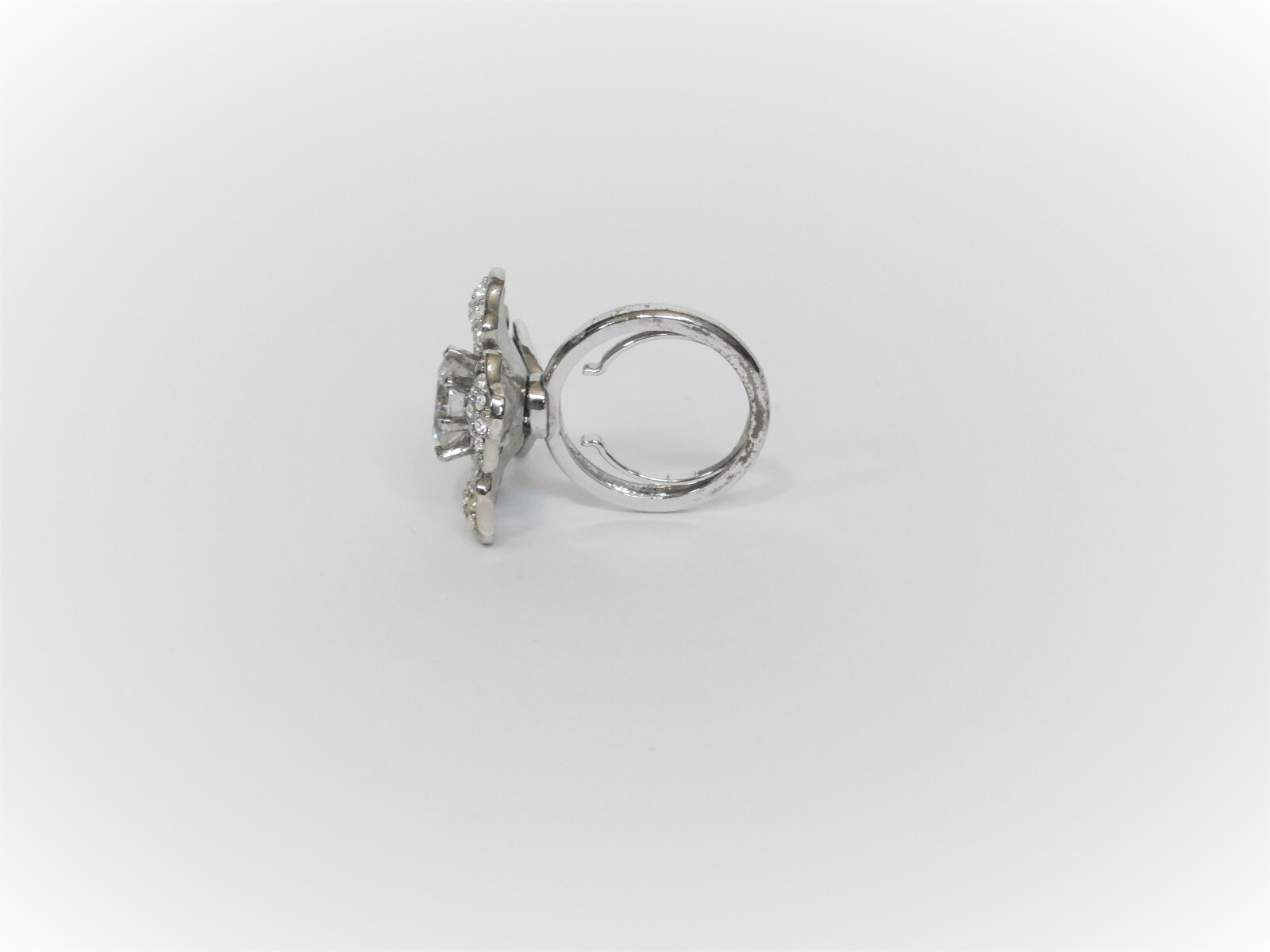 Juicy Couture Silver Adjustable Pave Flower Ring YJRU4116