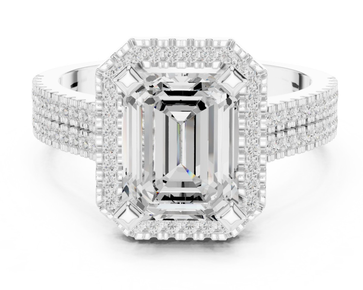 Emerald Cut 2.9 Ct Lab Grown Diamond Ring Classic Women Jewellery 14k Gold Over
