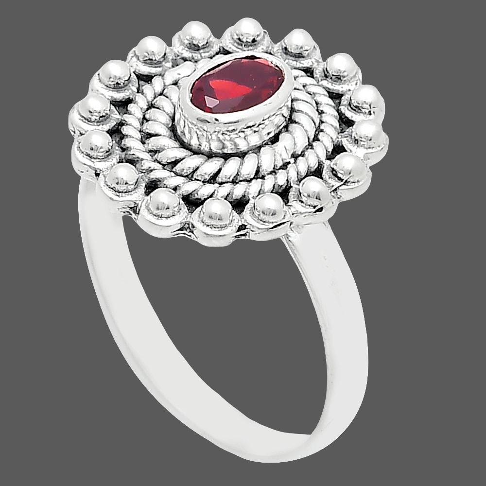 Hessonite Garnet – Madagascar 925 Sterling Silver Ring s.8 Jewelry R-1124