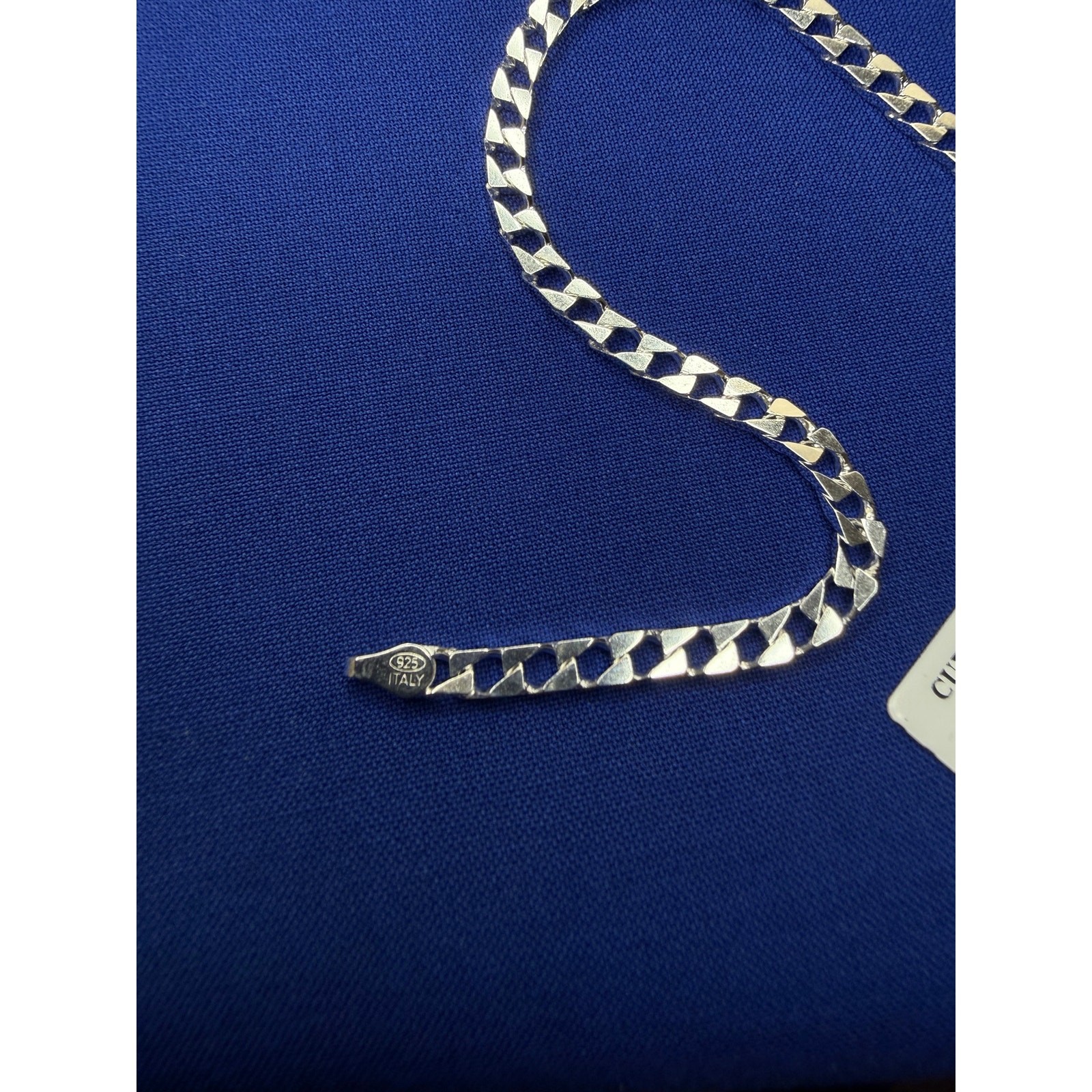 925 Italy Sterling Silver Diamond-Cut Curb Link Bracelet 3.1mm 8in