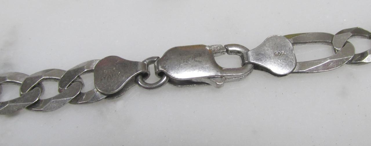 Sterling Silver Flat Figaro Link Chain / Necklace ~ 22″ ~ 27.7g ~ 2-F278
