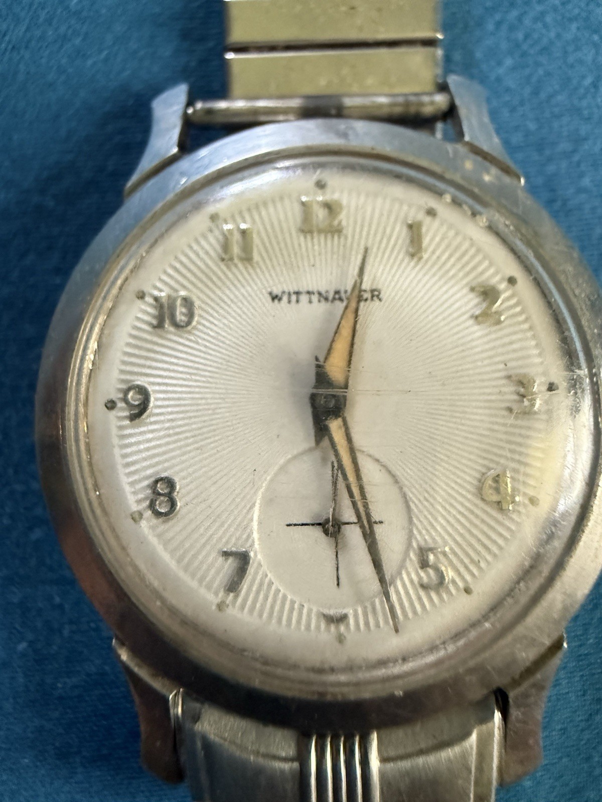 Wittnauer Vintage 1950s Manual Mechanical Watch Silver Dial Arabic 16mm Band