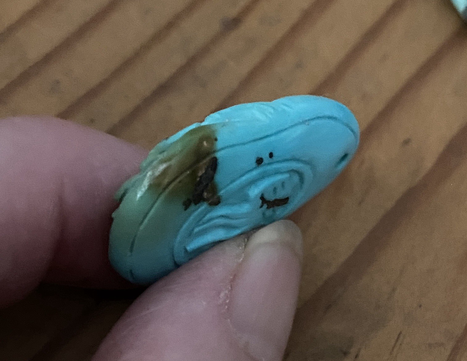 2 Turquoise Carved Pendants Charms Approx 30mm X 17mm