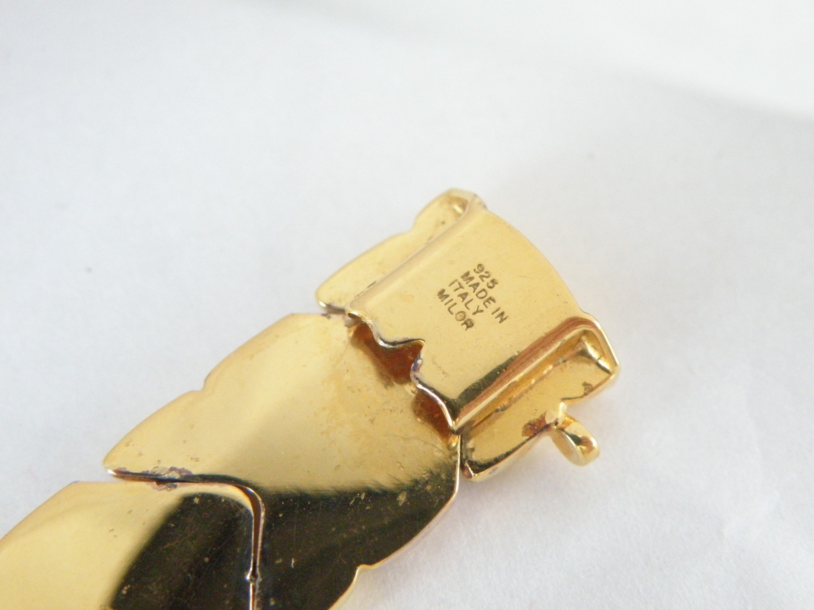 Vintage Milor Italy Sterling Silver 925 Gold on Spiga Wheat Link Bracelet 7.5″