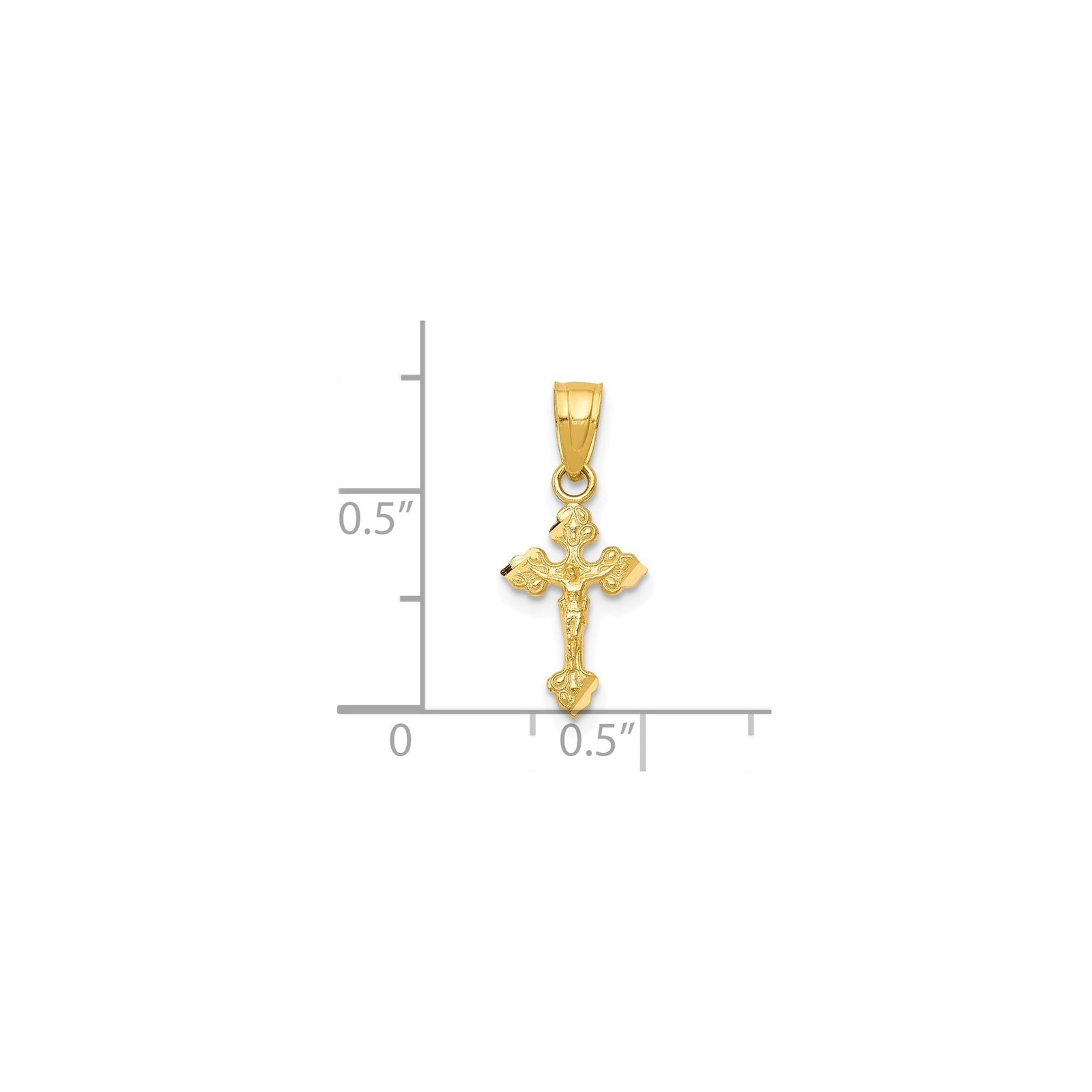 Solid Yellow Gold Crucifix Cross Pendant Jesus Religious Charm for Men Women