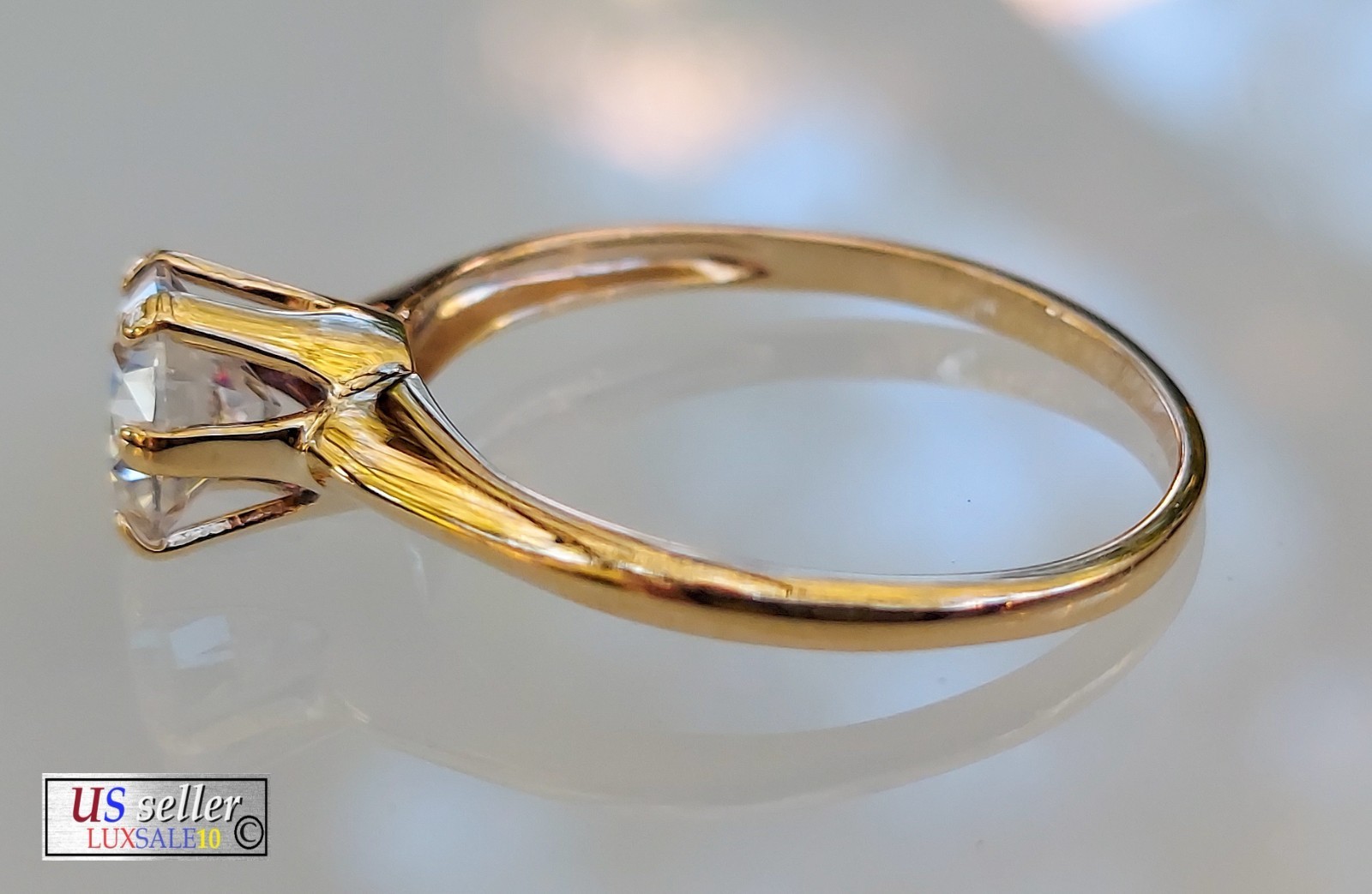 Engagement ring Size 8.25 10k gold ring, 1.0 carat certified. Solitaire ring