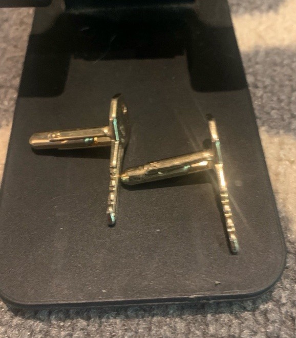 Vintage GM General Motors “Key to Greater Value” Gold Tone Cufflinks