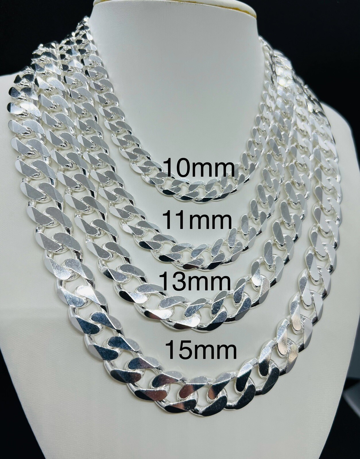 925 Sterling Silver Cuban Curb Link Chains Men’s/Women’s 10mm – 15mm 16″-30″