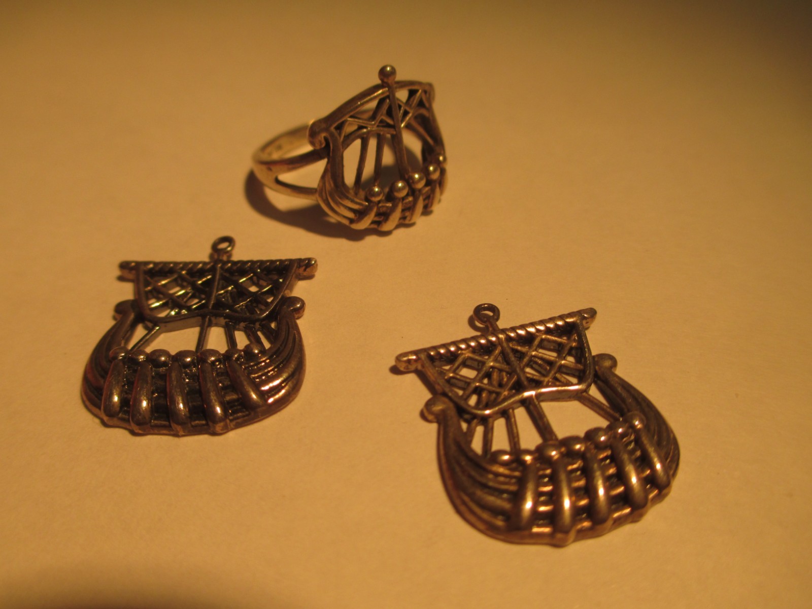 Ireland 925 Sterling Viking Ship ring and charms