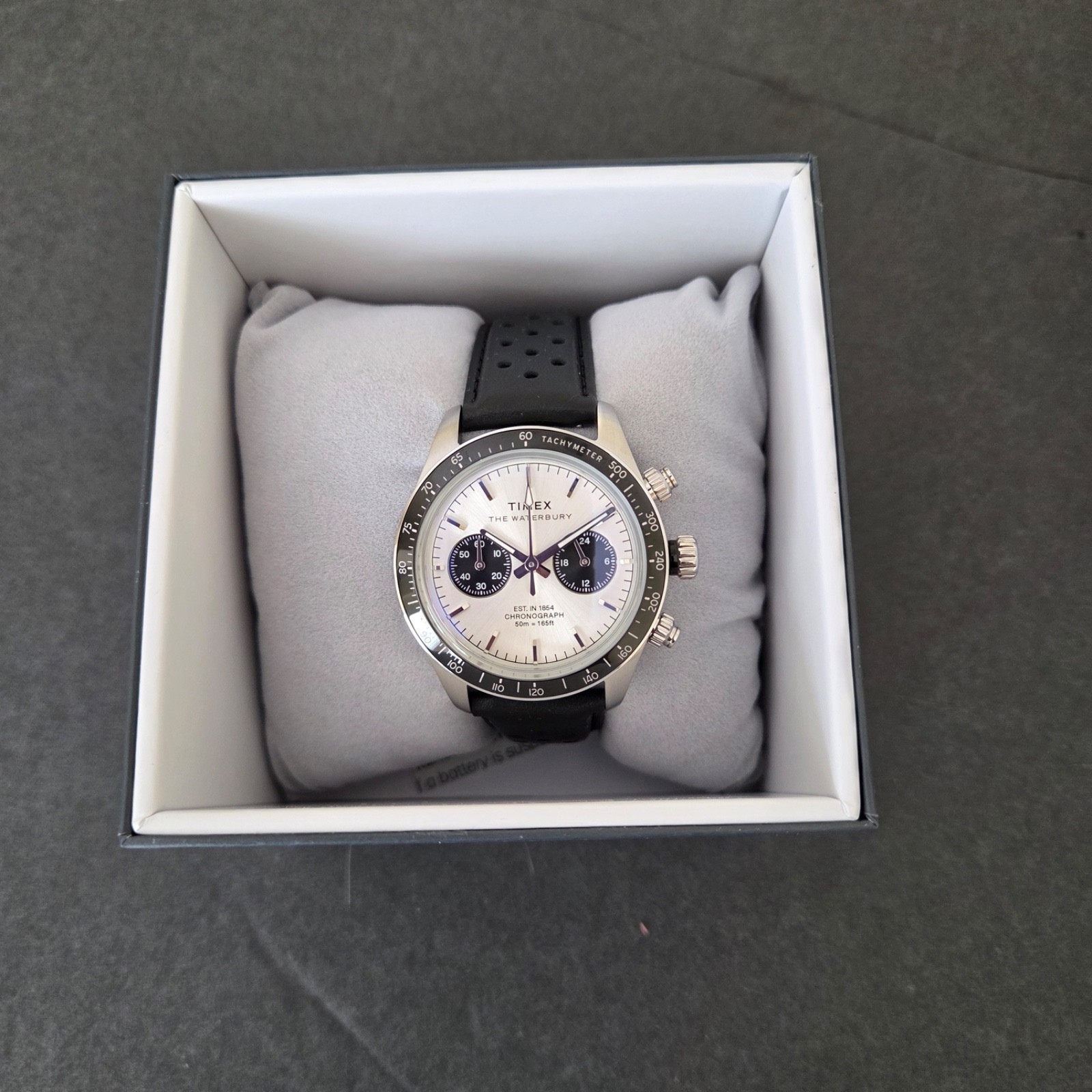 Timex Mens Waterbury Heritage Chronograph 39mm Watch Silver/Black TW2Y19300